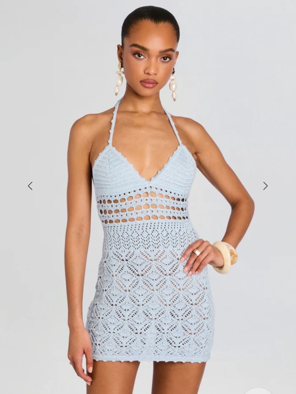 RETROFETE MILENE CROCHET DRESS BLUE MEDIUM